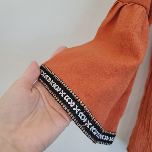 OSO Casuals Orange Boho Blouse Top Women's Size Small - Picture 8 of 8
